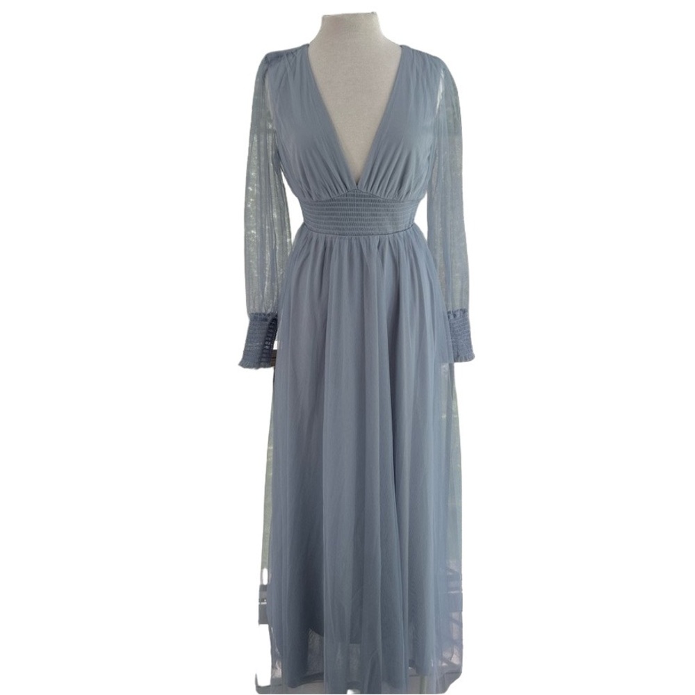 BALTICBORN Layla Whisper Blue Large Maxi Dress Tulle NWT NEW Pale Blue